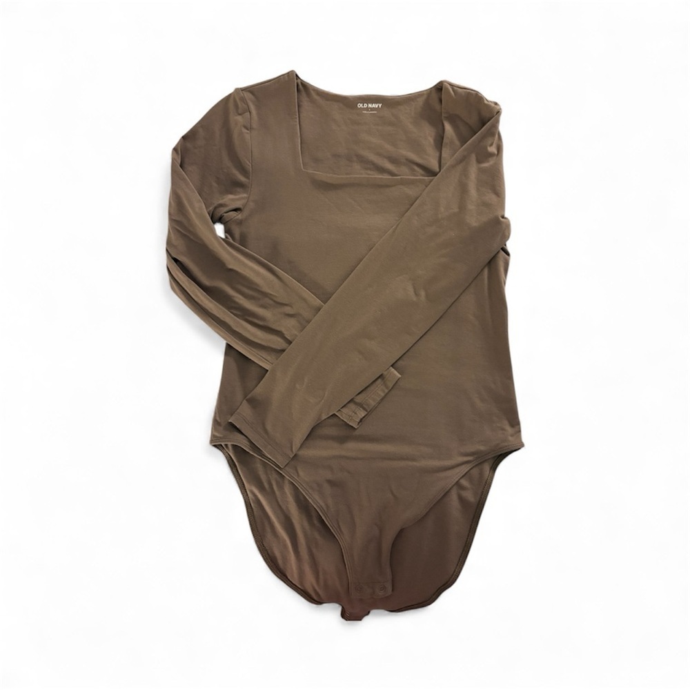 Old Navy Brown Square Neckline Long Sleeve Bodysuit